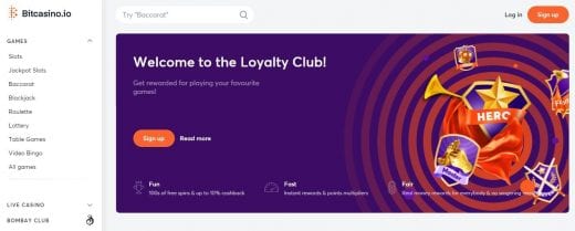 bitcasino.io homepage