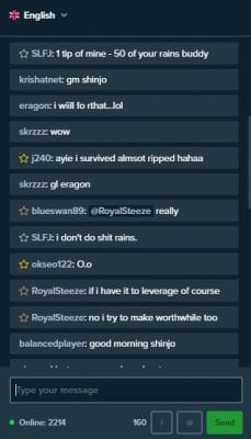 community chat at stake.com
