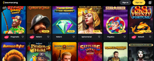 Boomerang Casino Screenshot 1