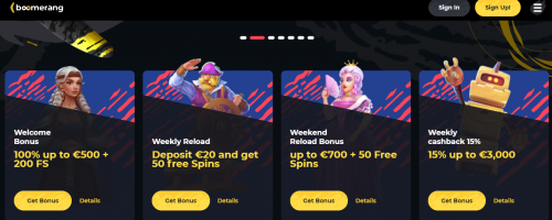 Boomerang Casino Screenshot 1
