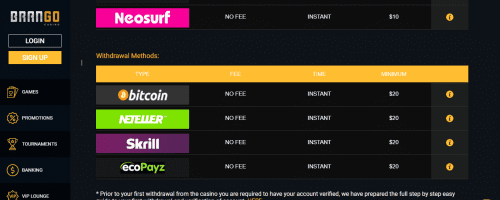 Brango Casino Screenshot 1