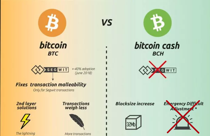 Bitcoin vs Bitcoin Cash.