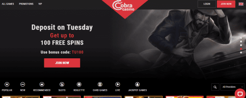 Cobra Casino Screenshot 1