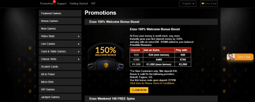 Enzo Casino Screenshot 1