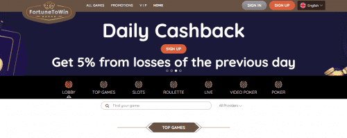 FortuneToWin Casino Screenshot 1