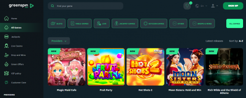 GreenSpin Casino Screenshot 1