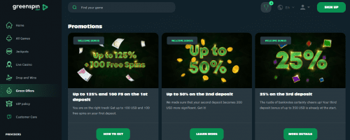 GreenSpin Casino Screenshot 1