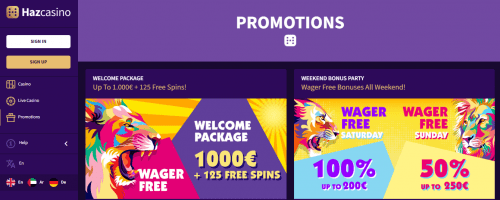 Hazcasino Screenshot 1