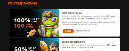 Level Up Casino Screenshot 1