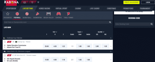 Rabona Casino Screenshot 1