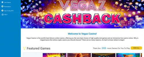 Vegaz Casino Screenshot 1