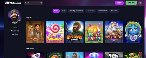 Metaspins Casino Screenshot 1